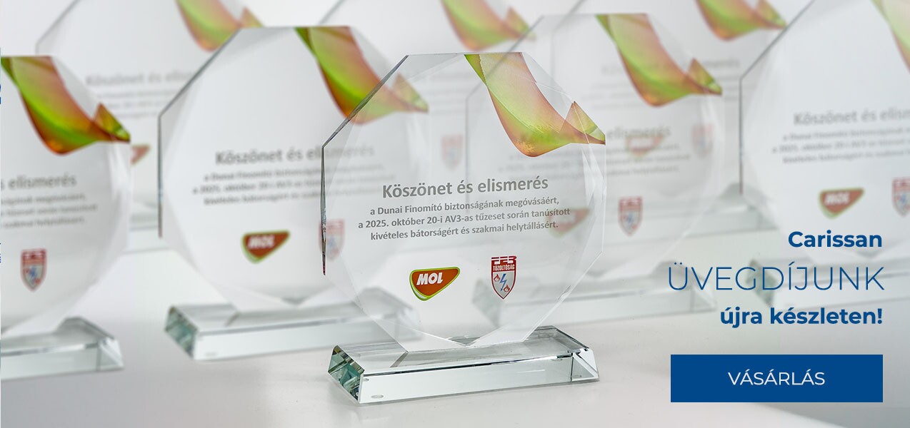 carissan üvegdíj kristálydíj gravír UV nyomtatás