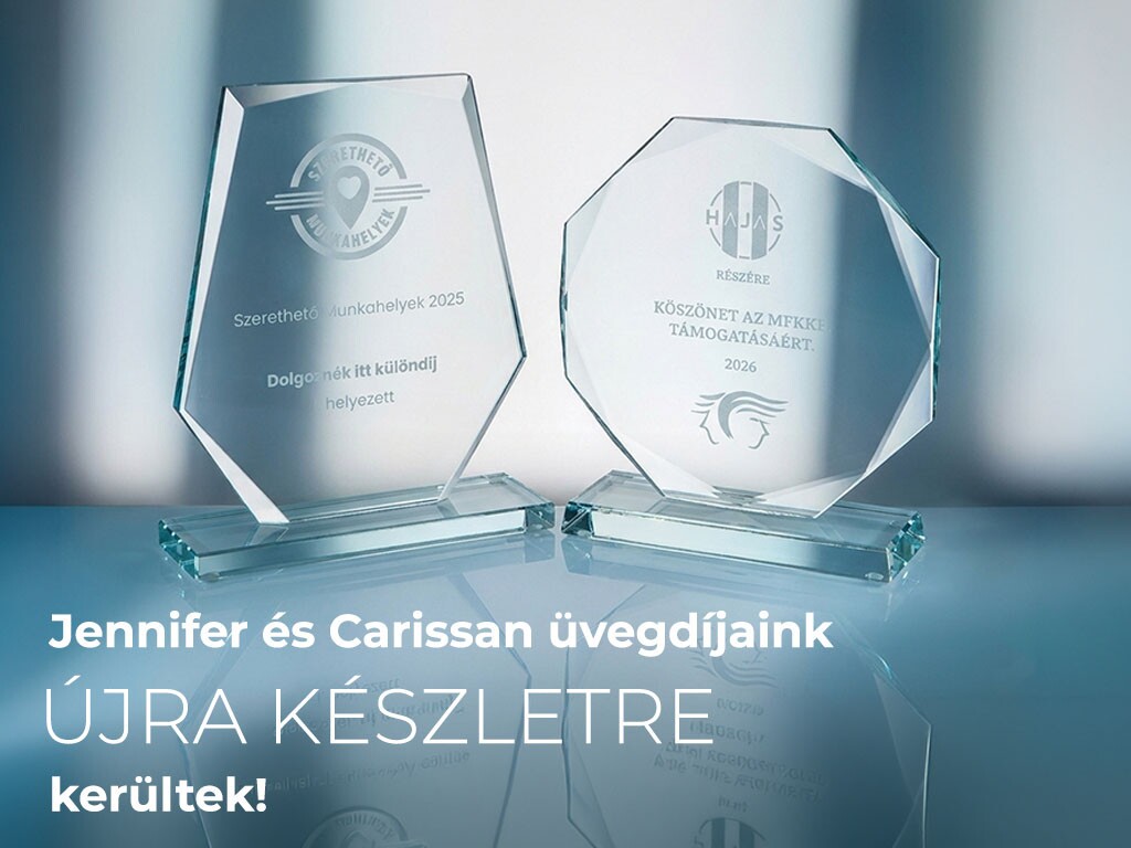 Carissan Jennifer üvegdíj kristálydíj készleten