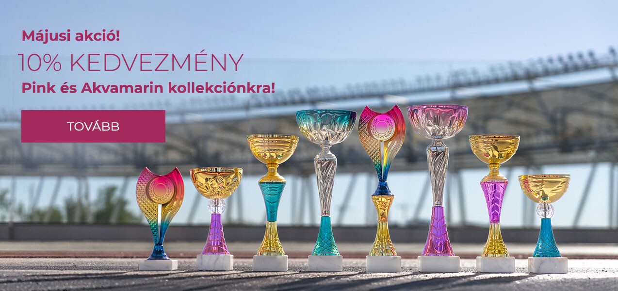 pink és akvamarin kollekció serlegek 10% kedvezmény május