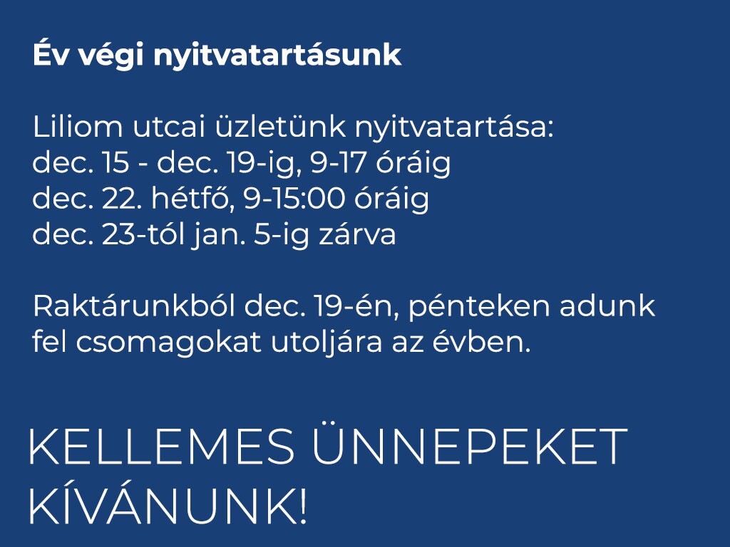 Noa Serleg karácsonyi szünet dec. 23 - jan. 5. között. Nyitás jan. 6-án.