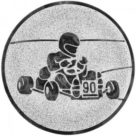 Gokart érembetét ezüst 50 mm