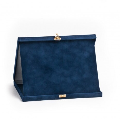 Plüss plakett doboz kék színben 26x21 cm