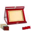 Bőrhatású plakett doboz bordó színben 23x19 cm